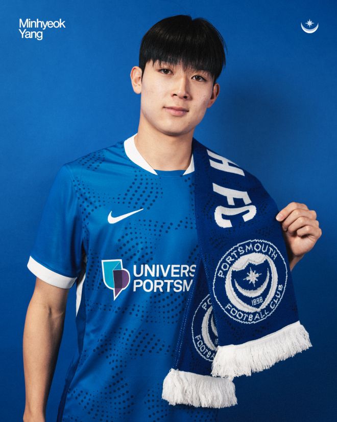 지난 8일 잉글랜드 챔피언십(2부) 포츠머스로 임대 이적한 양민혁. 포츠머스 소셜미디어