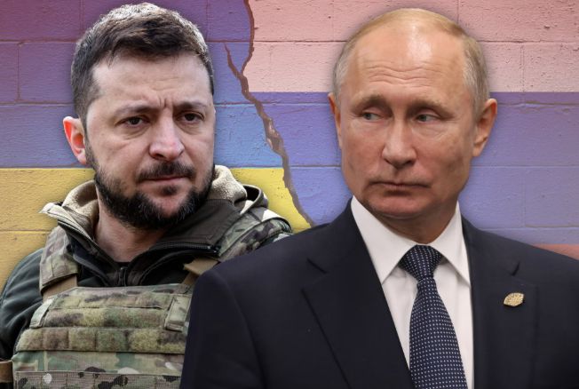 왼쪽부터 젤렌스키 우크라이나 대통령, 푸틴 러시아 대통령 자료사진