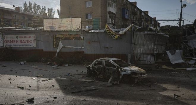 우크라이나 동부 도네츠크 지역에서 러시아군과 격전이 벌어진 코스티안티니우카 마을. AP 연합뉴스