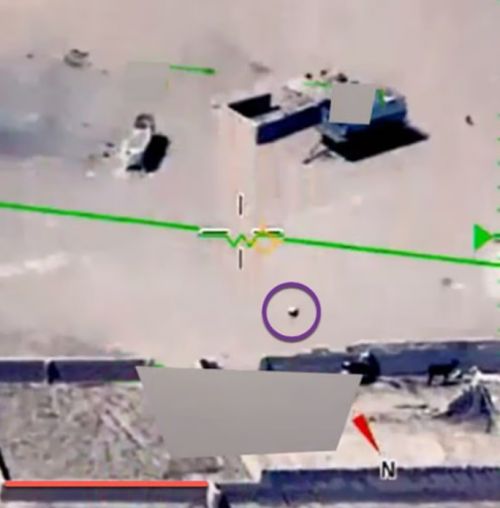2022년 중동에서 미군 MQ-9 리퍼 드론 카메라에 포착된 금속 구체. AARO 제공