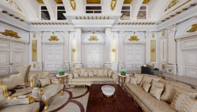 알렉세이 나발니가 2021년 제작한 다큐멘터리에서 푸틴의 초호화 비밀 별장이라고 주장한 건물 내부. 나발니 유튜브 영상 캡처