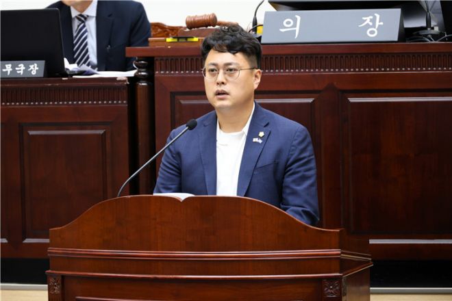 함대건 용산구의원 5분 자유발언을 하고 있다. 의원 측 제공