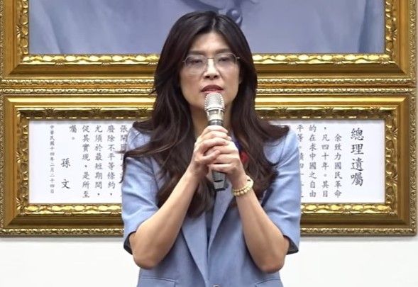 정리원 대만 중국국민당 신임 주석(대표)가 지난달 18일 주석으로 선출된 뒤 인사말을 하고 있다. 국민당 유튜브 갈무리