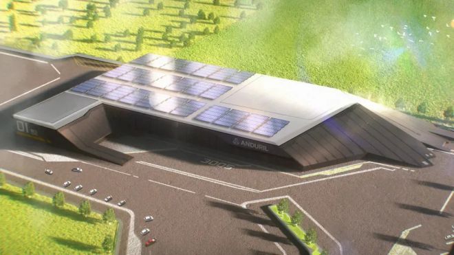 안두릴이 공개한 ‘아스널-1’ 대규모 생산시설 조감도. 회사는 이 시설을 통해 YFQ-44A 등 협동전투무인기의 대량생산을 목표로 한다. 안두릴 제공