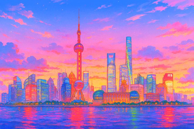 중국 상하이의 모습을 이미지화한 마이크로소프트 코파일럿 이미지