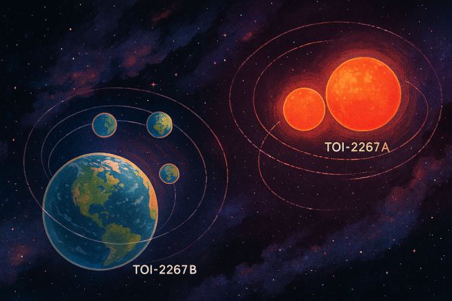 TOI-2267 행성계의 개념도. 마이크로소프트 코파일럿
