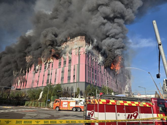 천안 이랜드 물류센터 화재 현장. 이종익 기자