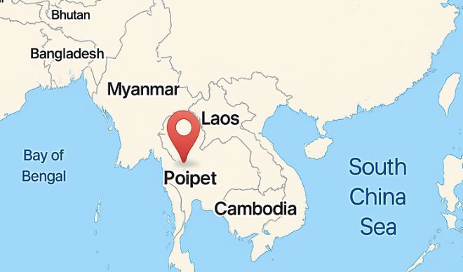 캄보디아 포이펫의 위치. 마이크로소프트 코파일럿 이미지