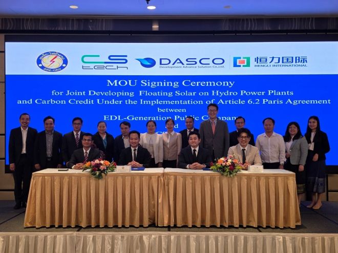 다스코와 CS Tech는 지난 10일 라오스 비엔티엔에서 라오스 국영 발전사 EDL-Gen과 ‘온실가스 감축 및 수상태양광 프로젝트’ 추진을 위한 협약을 체결했다. 이번 협약을 통해 한국 기업과 라오스 정부는 파리협정 6.2조 기반의 탄소감축 메커니즘을 적용한 공동사업을 본격화하게 됐다. 다스코 제공