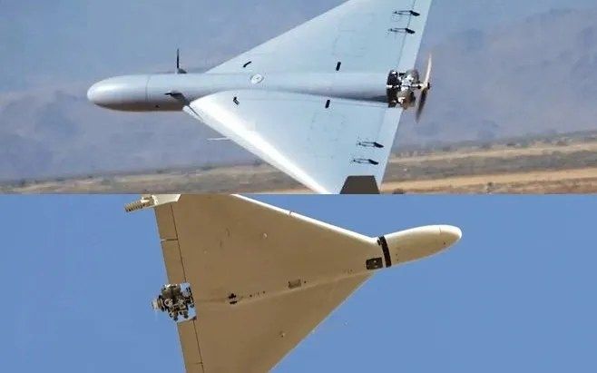 미군이 시험 중인 루카스 드론(위)과 샤헤드-136 드론 비행 모습. 자료사진