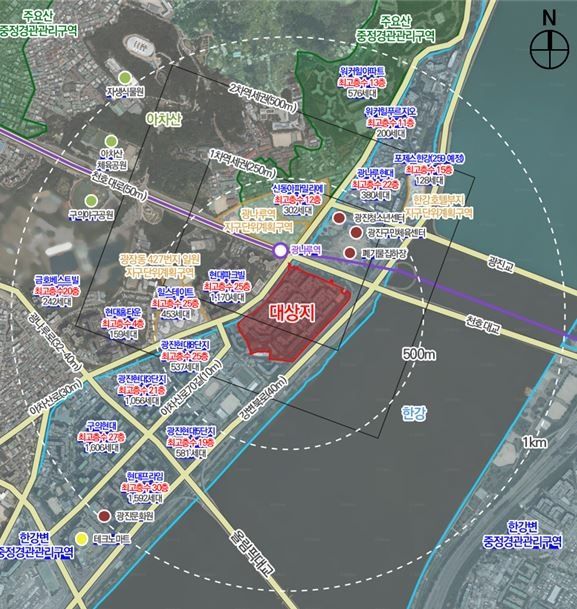 위치도 (광진구 광장동 218-1번지 일대)