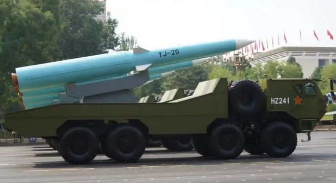중국 열병식에서 모습을 드러낸 중국의 극초음속 미사일 YJ-20. 자료사진