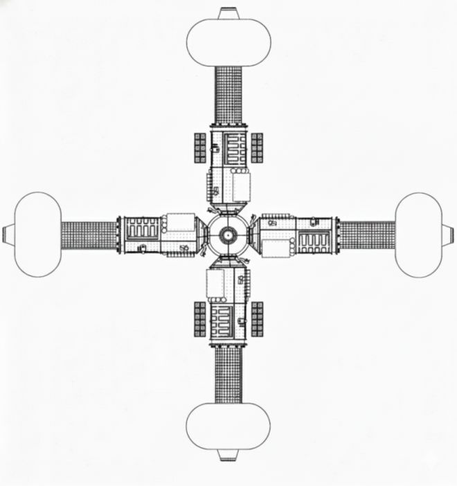 러시아 기업 에네르기아가 특허 문서에 넣은 인공중력 생성 우주정거장 개념도. 에네르기아 제공