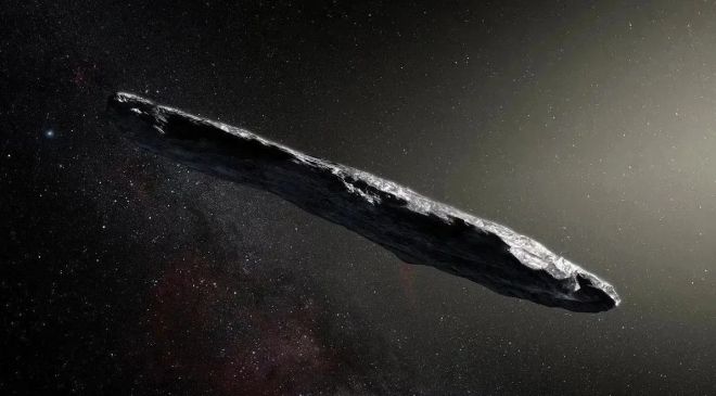 오무아무아(Oumuamua)의 그래픽 이미지. M. Kornmesser/ESO