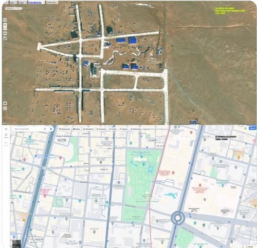 중국군의 대만 총통부 등 사격장 표적지(위). sfx_ewss 엑스 계정 캡처