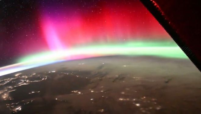 우주비행사 키미야 유이가 국제우주정거장에서 촬영한 오로라