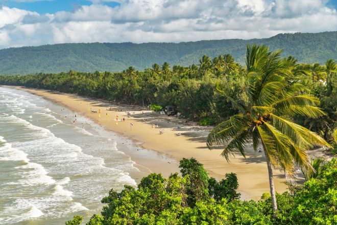 호주 퀸즐랜드주 포트더글러스의 포 마일 비치(Four Mile Beach) 전경. 열대 해변과 자연 경관이 어우러진 대표적인 휴양지다. 123rf