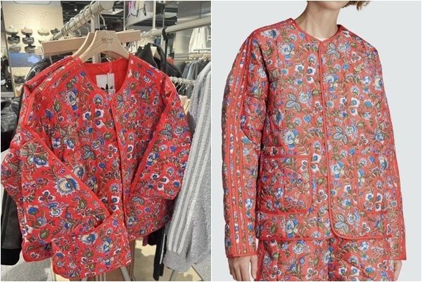 아디다스가 새롭게 출시한 이른바 ‘할머니 꽃무늬’ 퀼팅 재킷이 의외의 뜨거운 반응을 얻고 있다. 온라인 커뮤니티·아디다스 캡처