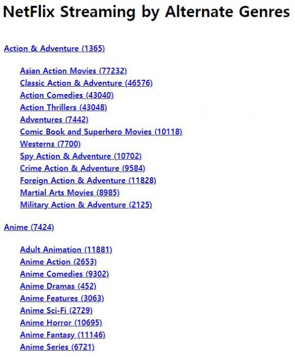 'NetFlix Streaming by Alternate Genres' 화면 캡쳐