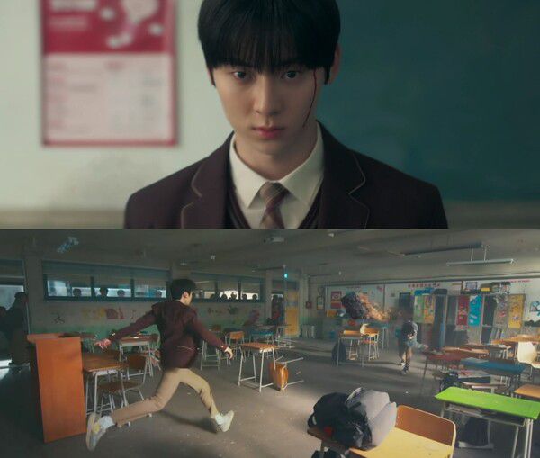 황민현 스터디그룹 액션 명장면 '불꽃 발차기' / 사진제공=티빙 '스터디그룹'