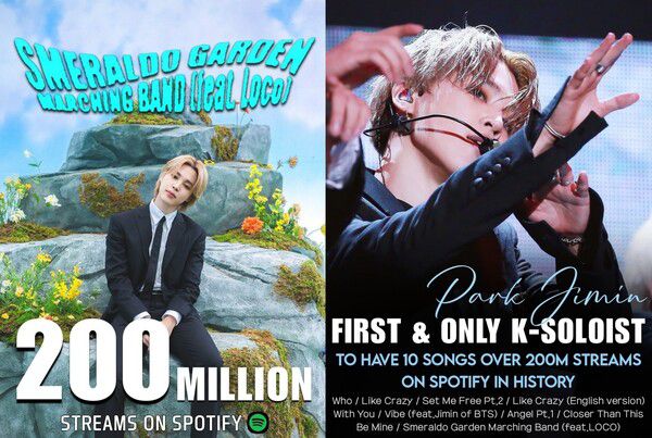 방탄소년단 지민, 스포티파이 2억 스트리밍 곡 10개 돌파 / 사진제공=하이브