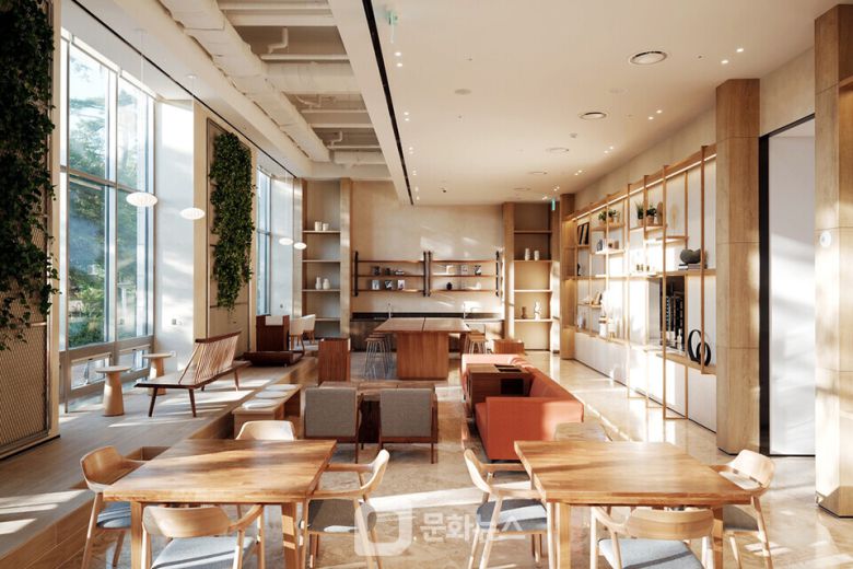 교원 키녹(KINOCK)의 카페 스니프(Sniff)가 국내 대표 맛집 가이드북인 ‘블루리본서베이’에 이름을 올렸다. 사진은 키녹 카페 스니프 전경 / 사진제공=교원 키녹