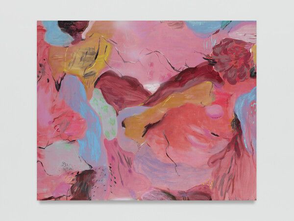 Zhou Li The world in a flower: A flower lying low 2024-25 Mixed media on canvas 200 x 247 cm | 78 3/4 x 97 1/4 in. © the artist. Courtesy White Cube