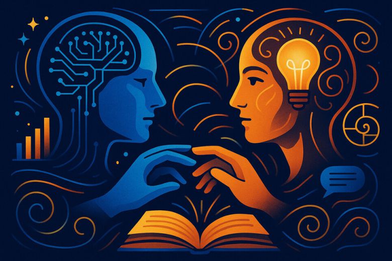 인공지능(AI) 기반 검색엔진 ‘퍼플렉시티’에 ‘인공지능과 인문학의 연계와 관련한 이미지를 생성하라’는 지시어를 입력해 생성한 이미지.