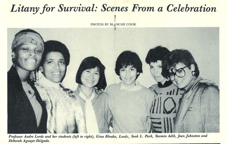 오드리 로드 여성 시 센터’ 개원식. 왼쪽 둘째가 오드리 로드, 셋째가 유숙열이다. 유숙열 제공