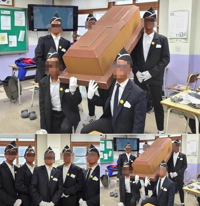 샘 오취리가 자신의 인스타그램에 게재한 의정부고등학교 학생들이 '관짝소년단'을 패러디한 사진./사진=샘 오취리 인스타그램 캡처