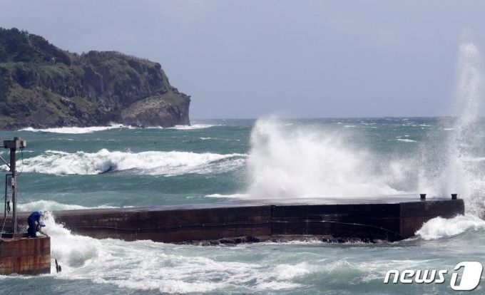 제8호 태풍 '바비(BAVI)'가 북상 중인 지난 25일 오전 제주 서귀포시 대정읍 해상에 거친 파도가 치고 있다. /사진=뉴스1