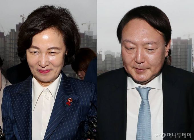 추미애 법무부 장관(사진 왼쪽)과 윤석열 검찰총장. / 사진=과천(경기)=이기범 기자 leekb@