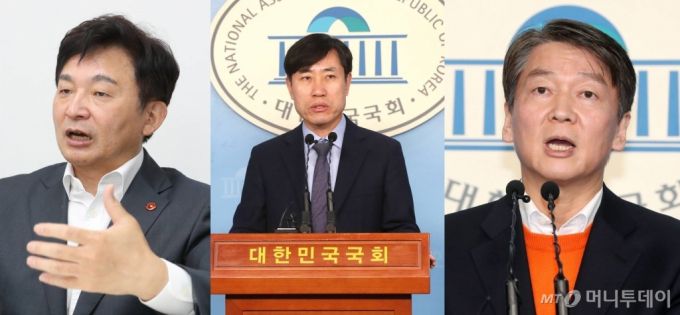 사진 왼쪽부터 원희룡 제주지사, 하태경 국민의힘 의원, 안철수 국민의당 대표./사진=이기범 기자, 홍봉진 기자