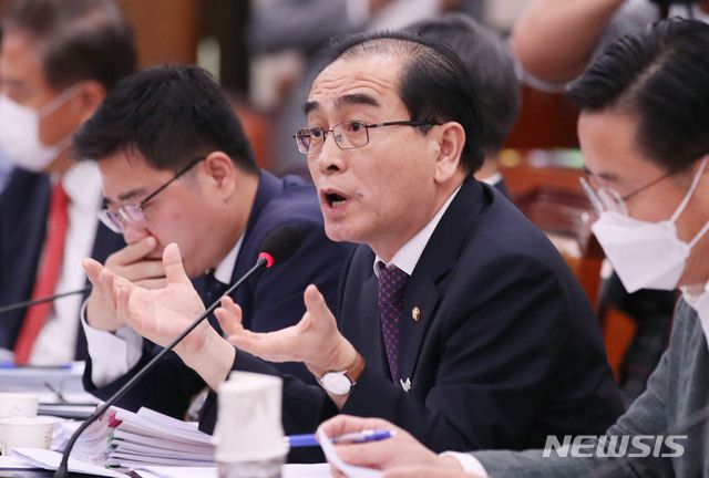 태영호 미래통합당 의원이 지난달 3일 오후 서울 여의도 국회에서 열린 외교통일위원회 전체회의에서 발언을 하고 있다. / 사진제공=뉴시스