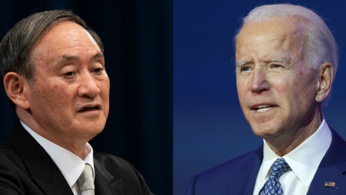 스가 요시히데 일본 총리(왼쪽)과 조 바이든 당선인(오른쪽)이 12일 오전 전화회담을 가졌다. /AFPBBNews=뉴스1