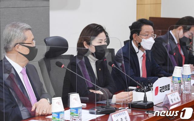 (서울=뉴스1) 성동훈 기자 = 김미애 국민의힘 약자와의동행위원회 위원장이  5일 오후 국회에서 열린  전체회의에서 인사말을 하고 있다. 2020.11.5/뉴스1