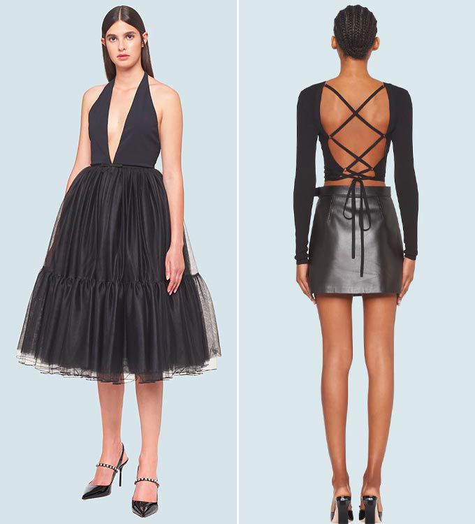 가수 겸 배우 김세정이 입은 '미우미우'의 튤 드레스와 뒤태가 드러나는 파격적인 울 카디건의 모습./사진=미우미우(Miu Miu)