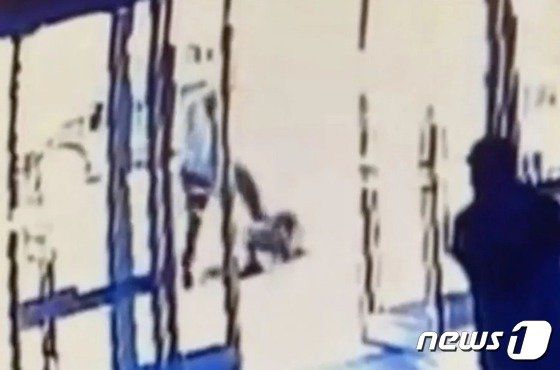 체포된 용의자가 피해자를 발로 짓밟는 등 폭행하는 장면. /사진=뉴스1