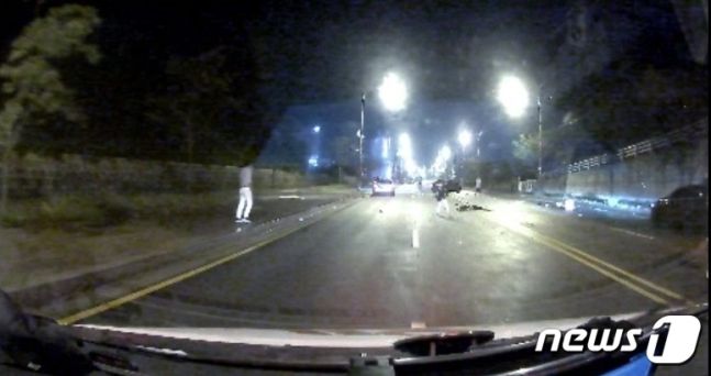 '인천 을왕리 음주운전 사망사고' 현장./사진=뉴스1(인천소방본부 제공)