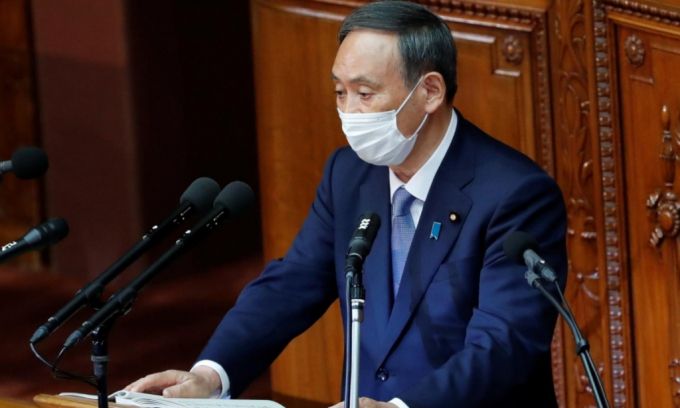 2020년 10월 '2050년까지 탄소중립  달성' 목표를 밝힌 스가 요시히데 총리/사진출처=로이터