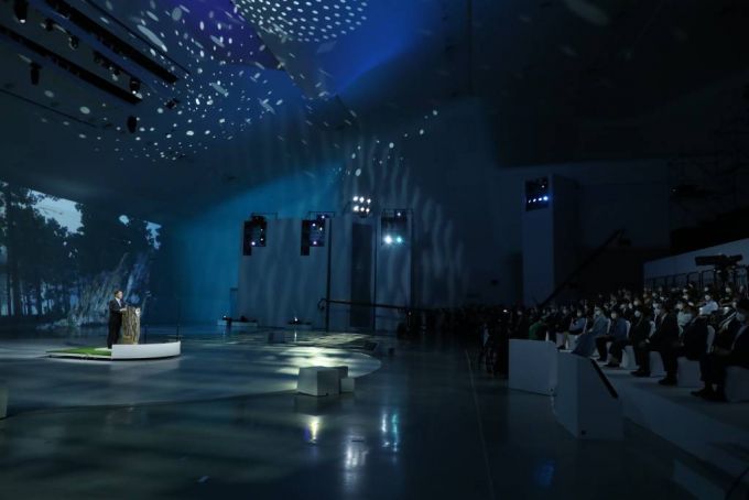 [서울=뉴시스]박영태 기자 = 문재인 대통령이 30일 오후 서울 동대문디자인플라자(DDP)에서 열린 ‘P4G 서울 녹색미래 정상회의’ 개회식에 참석해 연설을 하고 있다. 2021.05.30. since1999@newsis.com