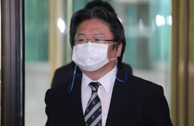 [서울=뉴시스] 김명원 기자 = 일본 방위성이 발간하는 '방위백서'에 올해도 독도 영유권을 주장한 가운데, 소마 히로히사 주한 일본대사관 총괄공사가 13일 오전 서울 종로구 외교부에 초치되고 있다. (공동취재사진) 2021.07.13. photo@newsis.com