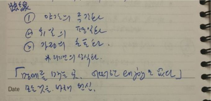 고(故) 김영한 전 청와대 민정수석의 업무수첩(비망록)/사진제공=조국 전 법무부 장관 페이스북