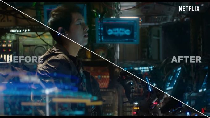 영화 '승리호' 색 보정 전후 비교사진. /사진=넷플릭스