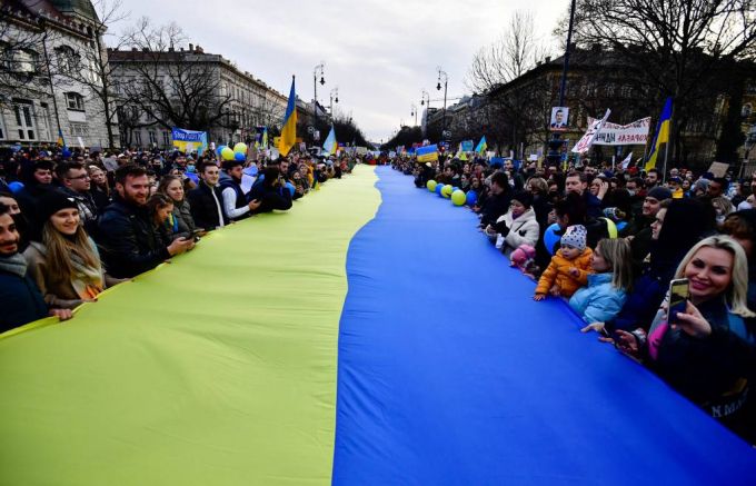 러시아의 우크라이나 침공에 반대하는 반전 시위가 열리고 있다/사진=AFP