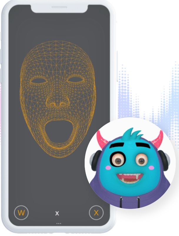 안면인식 앱을 통해 크리에이터의 표정이 캐릭터에 실시간 반영되는 아이튜버 크리에이터. /사진=두리번