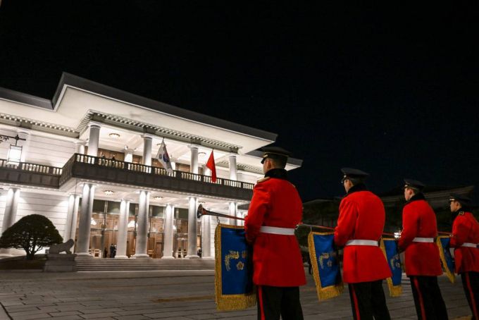 [서울=뉴시스] 5일 윤석열 정부 출범 후 첫 국빈만찬이 열린 청와대 영빈관 모습. (사진=대통령실 제공) 2022.12.05. *재판매 및 DB 금지