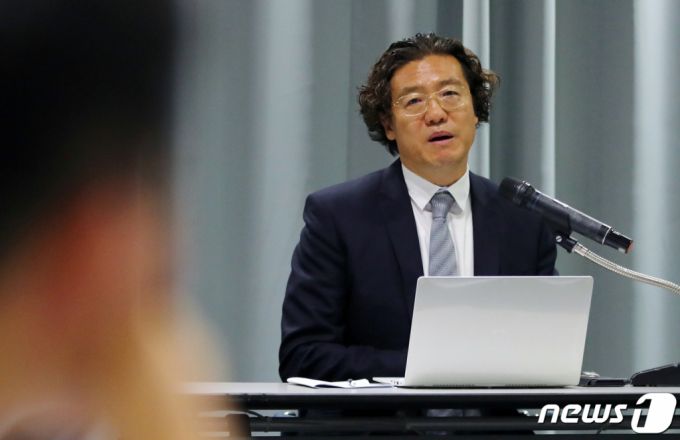 (서울=뉴스1) 구윤성 기자 = 김판곤 당시 대한축구협회 전력강화위원장. 2019.9.10/뉴스1