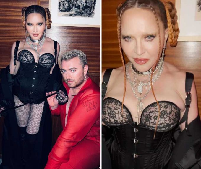 팝 가수 마돈나와 제65회 그래미 어워즈에서 '베스트 팝 듀오/그룹 퍼포먼스 상'을 수상한 가수 샘 스미스./사진=마돈나 인스타그램