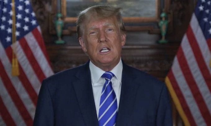 2024년 대선 출마를 선언한 도널드 트럼프 전 미국 대통령(77)이 재선 공약을 발표하는 모습./사진=페이스북 'Donald J. Trump'